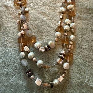Silpada Cream and Brown Beaded Necklace